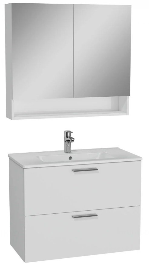 Vitra Mia 66050 Banyo Dolabı Seti 80 Cm,Çekmeceli,Tezgahüstü Lavabolu,Parlak Beyaz.
